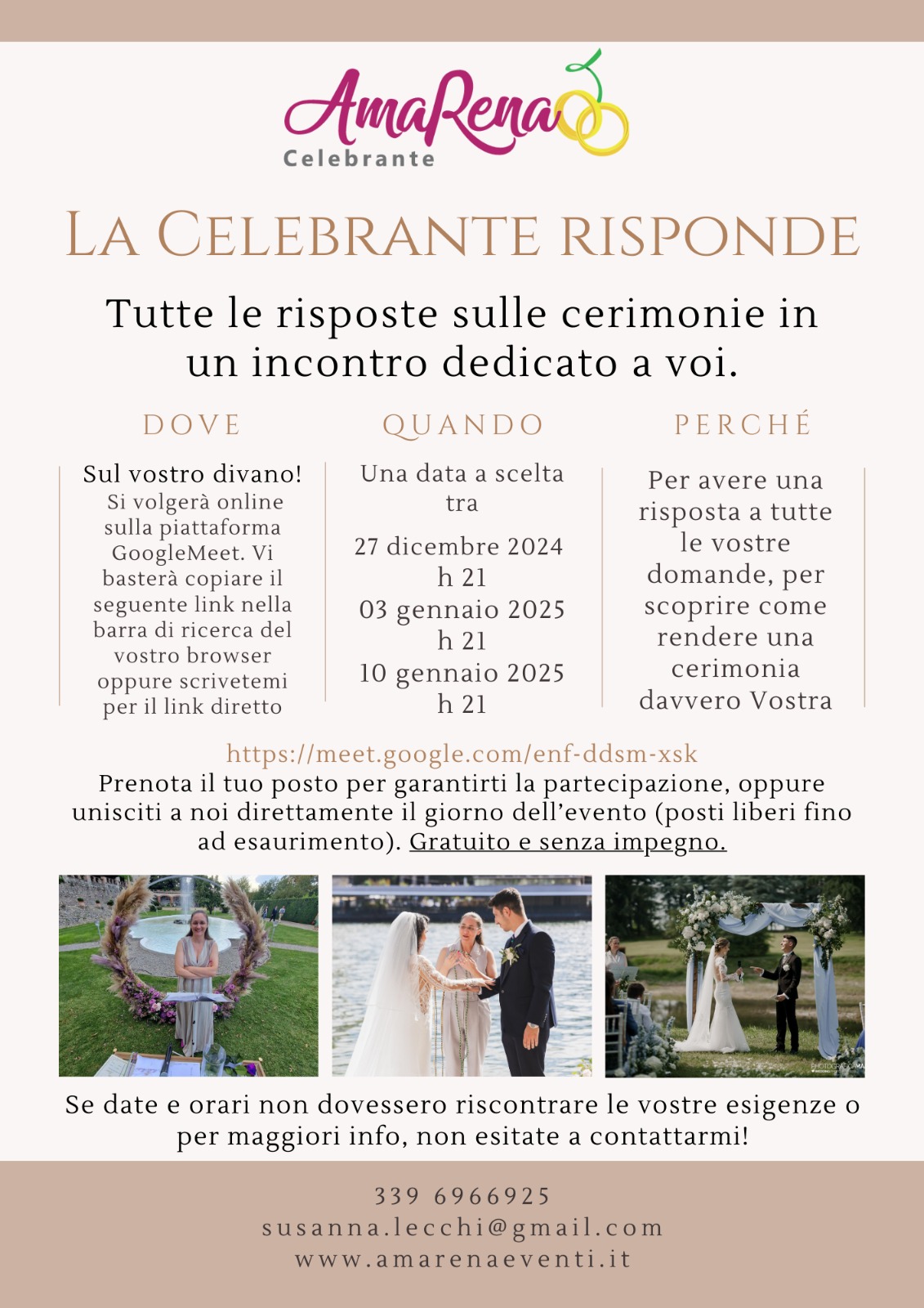 Evento live: la celebrante risponde